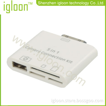 5 In 1 Card Reader For Ipad With 30-pin Plug 
